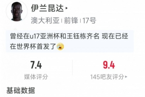 伊兰昆达半场数据:反击破门,2次射正,1次过人,评分7.4分